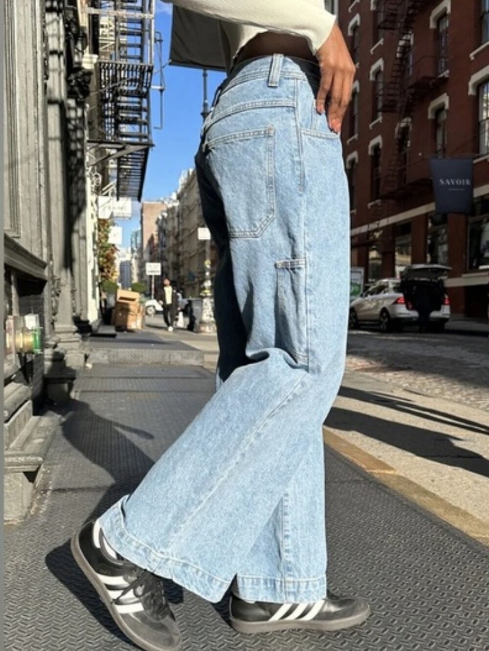 Brandy Melville J John Galt Wide Leg Light Blue Jeans Low Rise Cotton SM